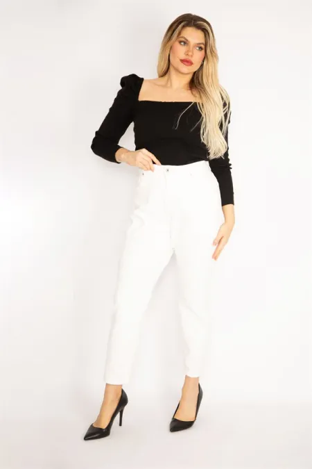 Kadın Kemik Yüksek Bel Likralı 5 Cep Kot Pantolon 65N35266