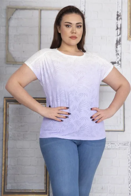 Kadın Lila Düşük Kol Bluz 65N22744