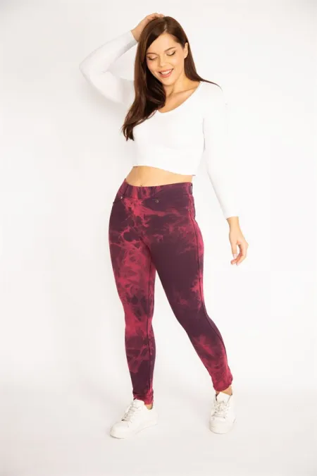 Kadın Fujya Ön Süs Cep Ve Arka Cepli Batik Desenli Tayt 65N34865