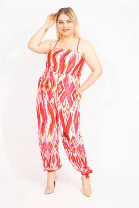 Kadın Renkli Askılı Straplez Tulum 65N35537