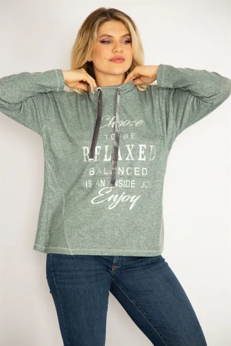 Kadın Yeşil Yakası Kuşgözü Bağcıklı Omuzları Ve Önü Taş Detaylı Tunik 65N34821