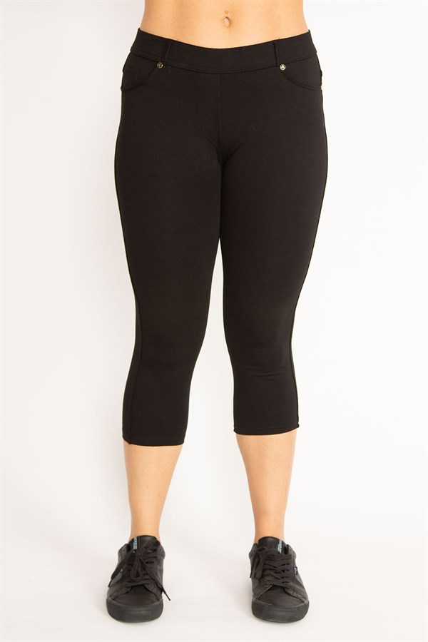 Kadın Lacivert Ön Süs Ve Arka Cepli Tayt  65N34639