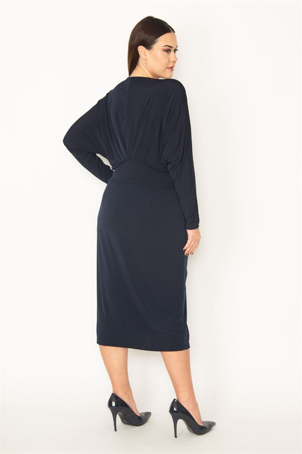 KADIN BORDO GÖĞÜS VE BEL DETAYLI ELBİSE