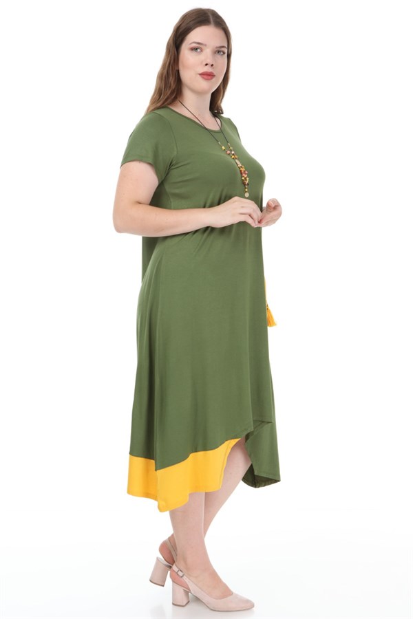 Kadın Haki Cep Detaylı Garnili Elbise 65N23077