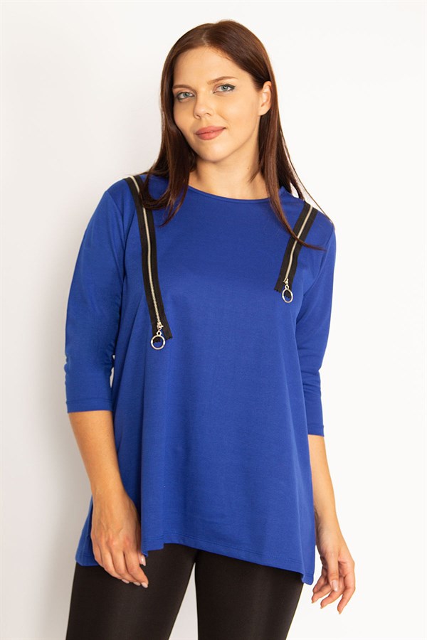 Women's Burgundy Ornamental Zippered Sweatshirt 65N34599