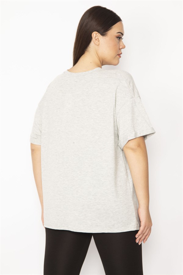 Kadın Gri Ön Baskılı Bluz 65N29543