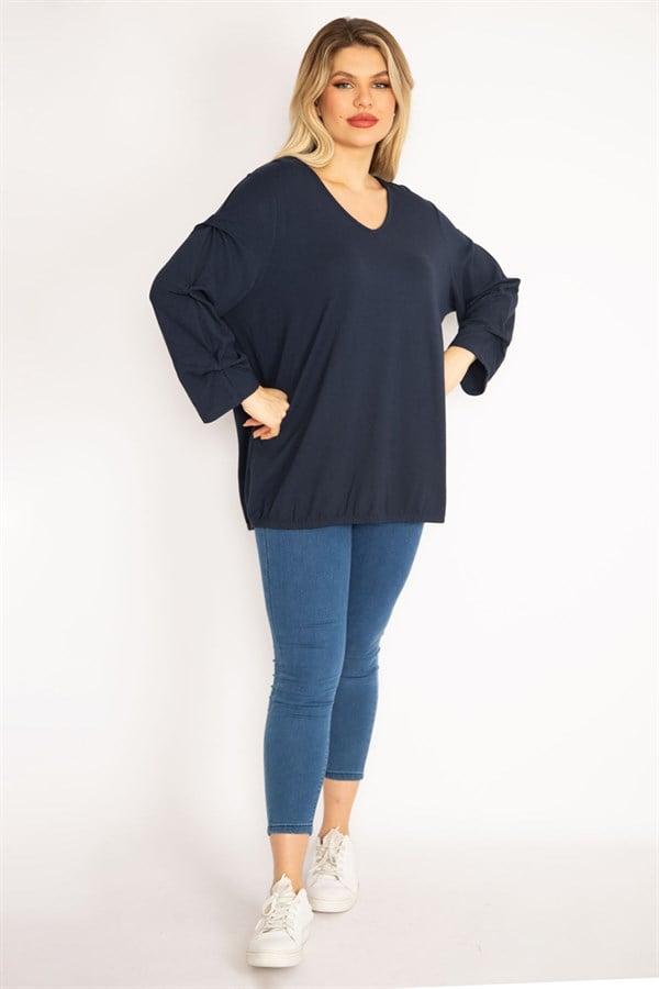 Kadın Siyah Yün Viskon Kumaş Lak Baskılı Bluz 65N35057