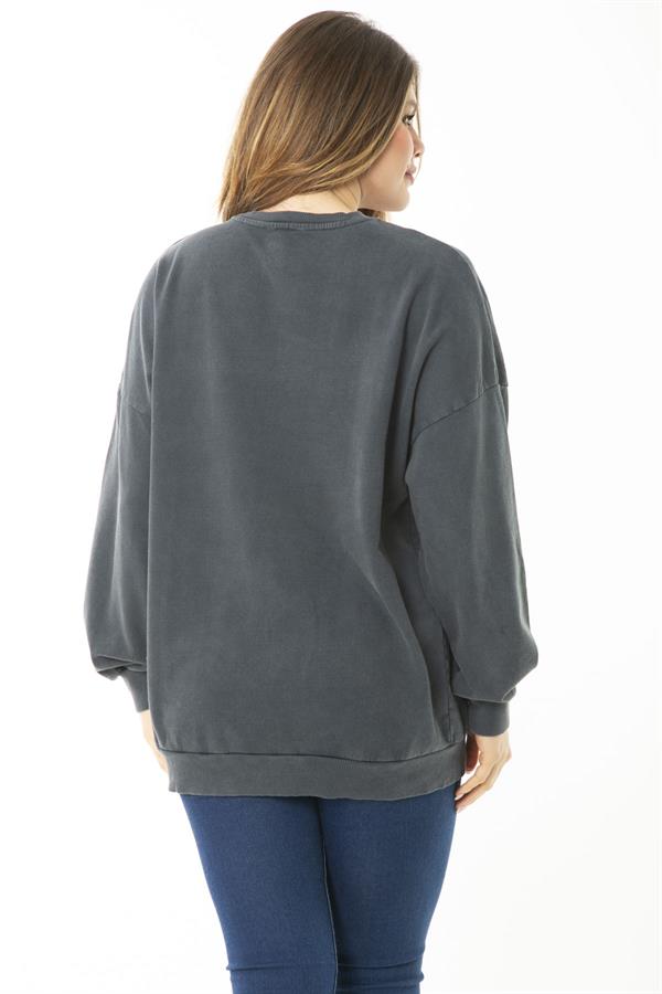 Women's Plus Size Smoke Digital Printed Sweatshirt 65N37159