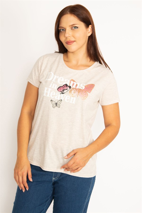 Kadın Vizon Lak Baskılı Bluz 65N34577