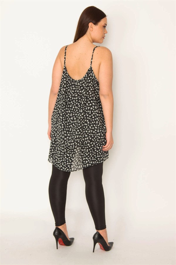 Kadın Renkli Desenli Şifon Kumaş Askılı Katlı Tunik 65N32041