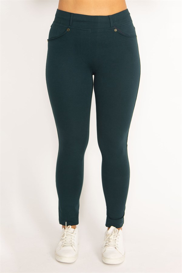 Kadın Kahve Ön Süs Ve Arka Cepli Tayt  65N34534