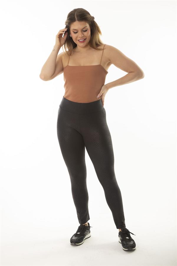 Kadın Büyük Beden Siyah Yılan Desenli Geniş Kemerli Tayt 65N37056