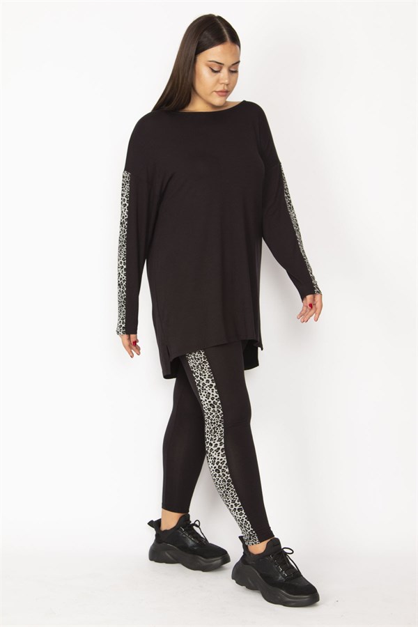 Kadın Siyah Yan Garni Detaylı Bisiklet Yakalı Bluz Ve Beli Lastikli Pantolon Takım 65N28371