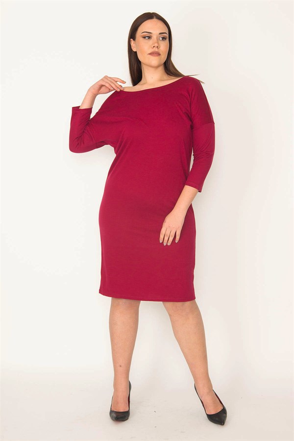 KADIN FUJYA SIRTI V KAPRİ KOLLU ELBİSE