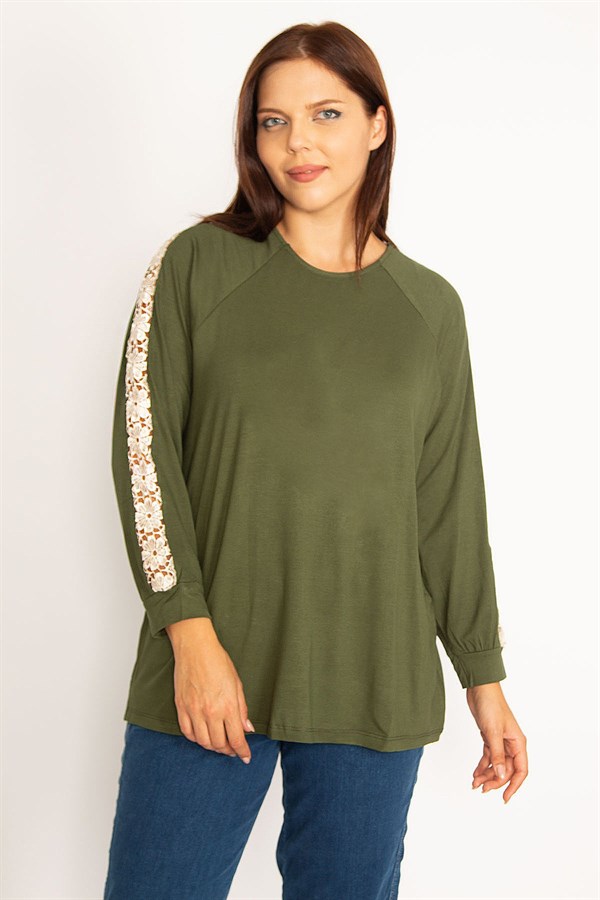 Kadın Bordo Dantel Detaylı Bluz 65N34646