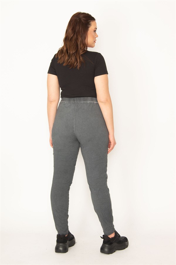 Kadın Füme Yıkamalı Pamuklu Kumaş Eşofman Alt 65N32327