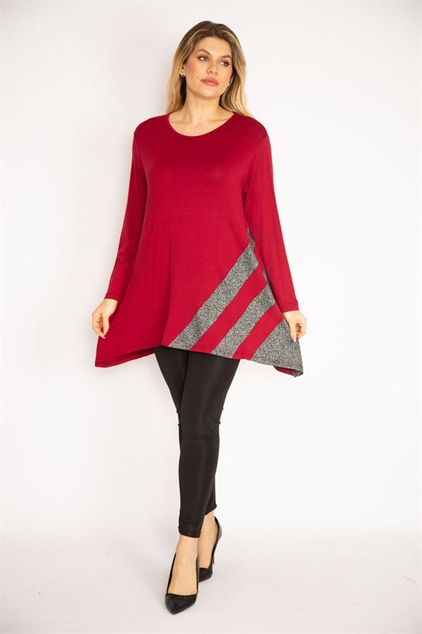 Kadın Bordo Sim Detaylı Tunik 65N35186