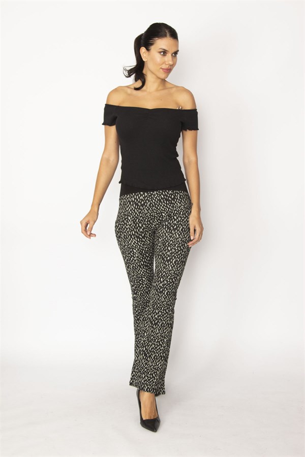 PANTALON DE MATERNITÉ LARGE NOIR POUR FEMME AVEC CEINTURE COURTE