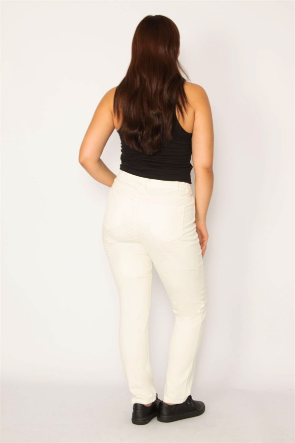 Kadın Kemik Yan Kemer Lastikli Likralı 5 Cep Kot Pantolon 65N34144