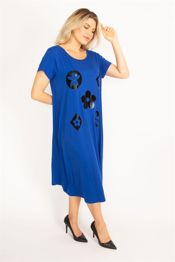 Kadın Mürdüm Suni Deri Garnili Elbise 65N34504