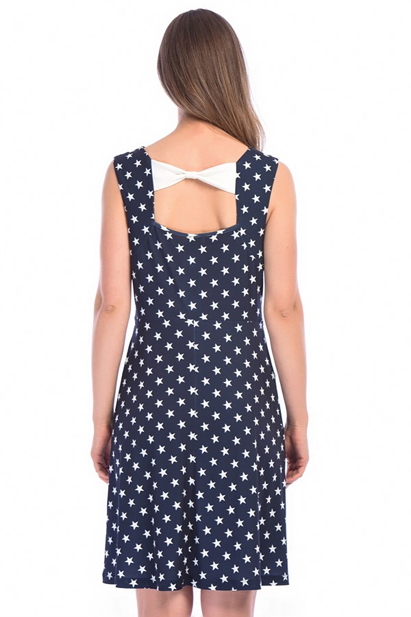 Robe bleu marine à motifs étoiles dans le dos pour femme 85N5278
