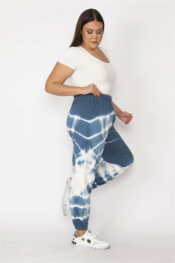 Kadın Gri İçi Şardonlu 3 İplik Kumaş Bel Ve Paça Lastikli Batik Desenli Pantolon 65N29150