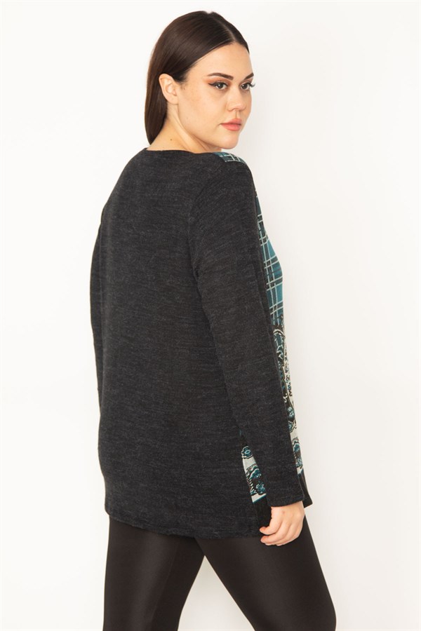 Kadın Yeşil Bisiklet Yakalı Ön Desenli Tunik 65N31342
