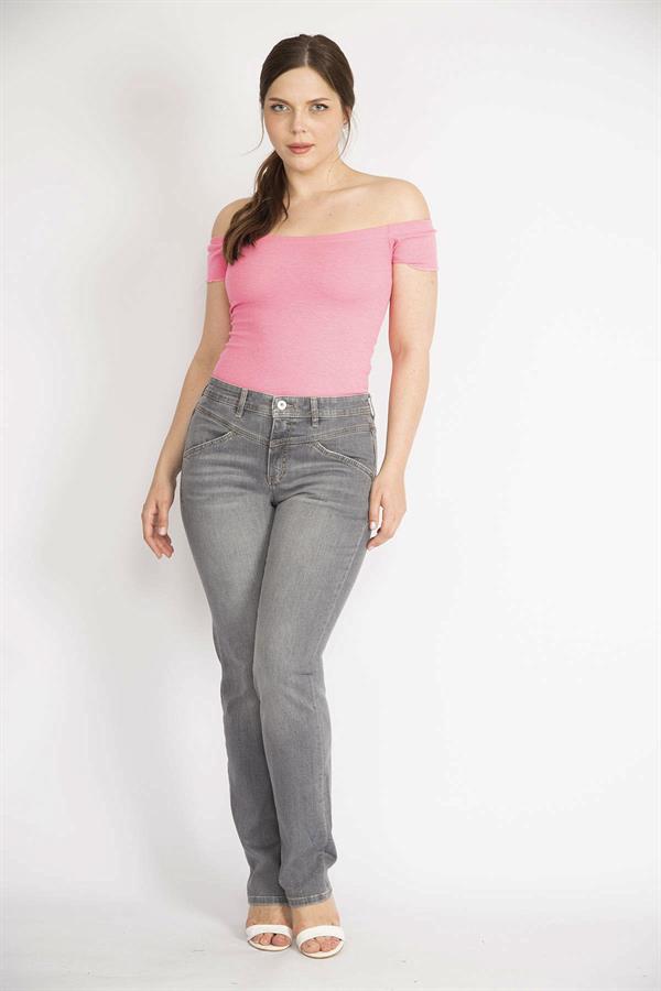 Kadın Gri Büyük Beden 5 Cepli Kot Pantolon