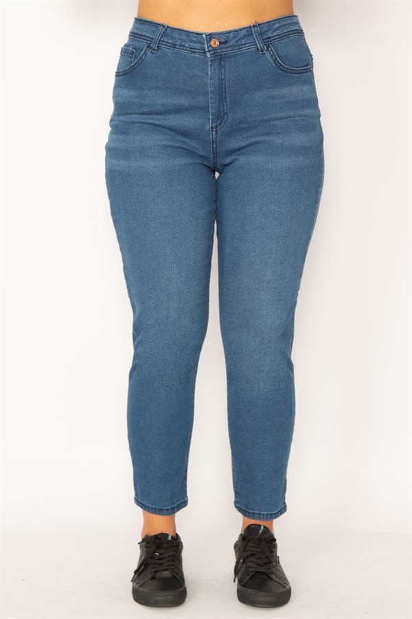 Kadın Lacivert Likralı 5 Cep Kot Pantolon 65N34241