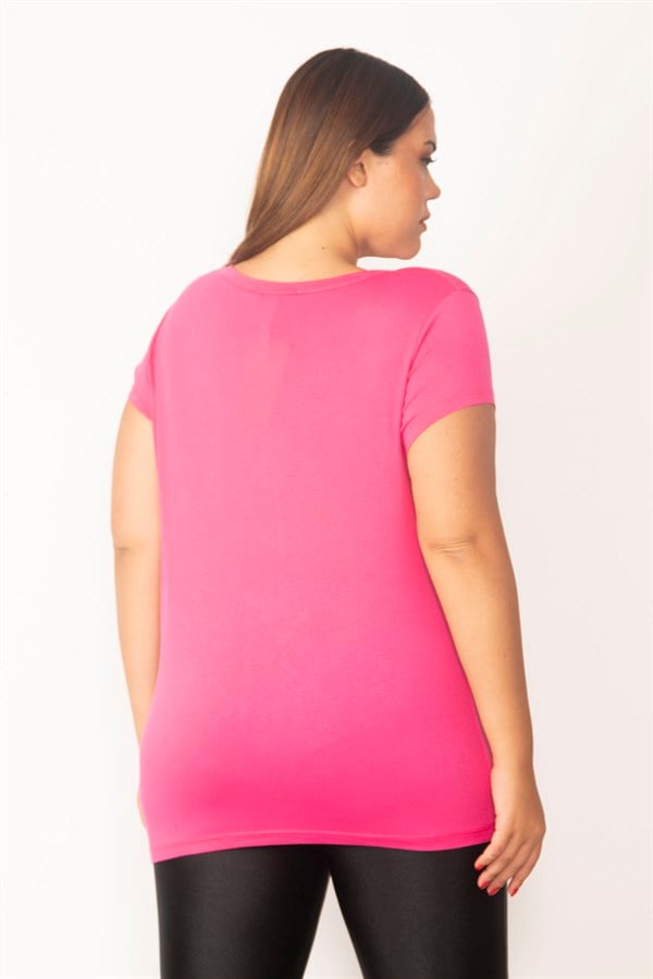 Kadın Pembe V Yakalı Viskon Bluz 65N27681