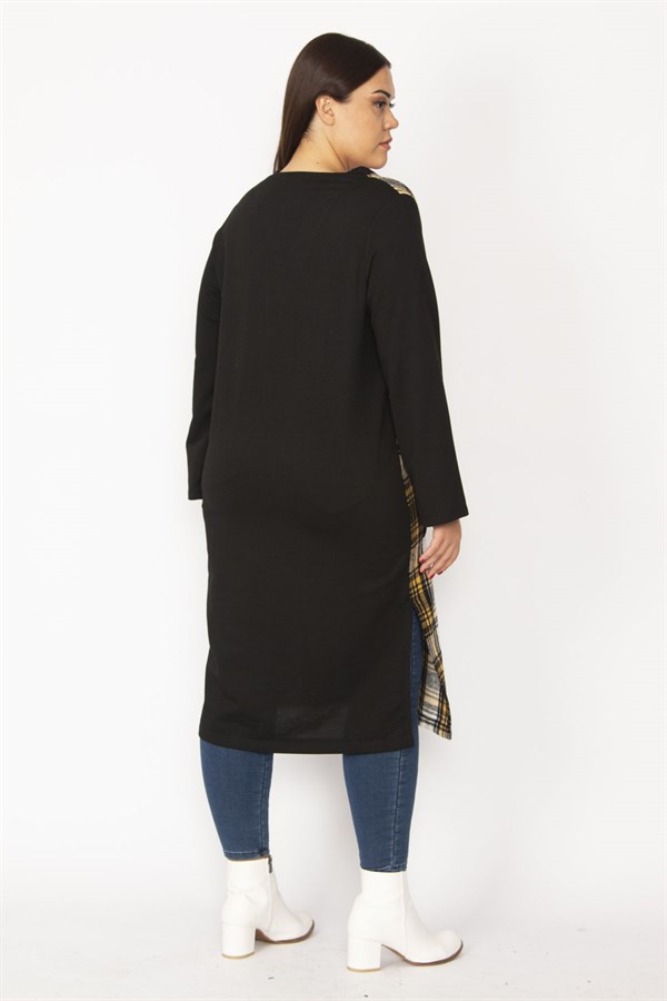 Kadın Gri Ekose Desenli Ön Boy Düğme Ve Cepli Kap 65N28487