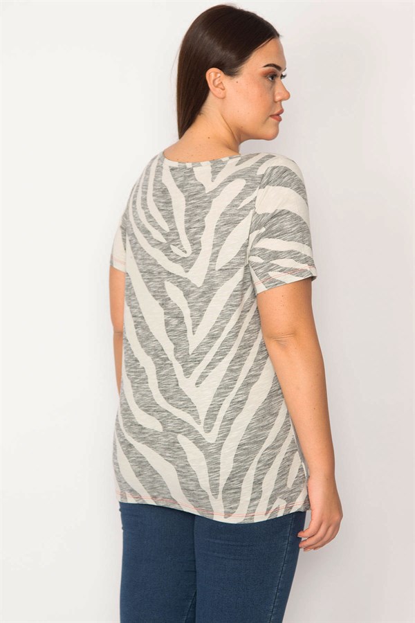 Kadın Taş Pul Payet İşli Pamuklu Kumaş Bluz 65N30232