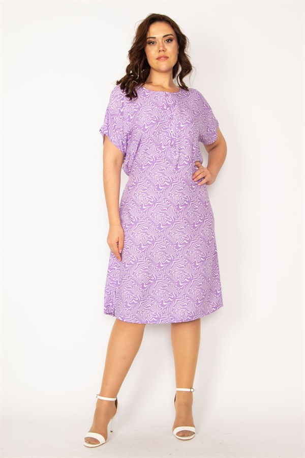 Kadın Bebe Mavisi Dokuma Viskon Kumaş Ön Pat Düğmeli Beli Kuşaklı Elbise 65N33614