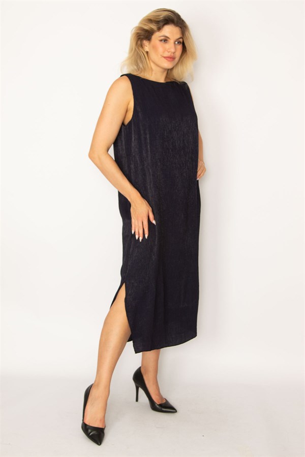 Women's Navy Blue Glittery Lined Dress 26A34281