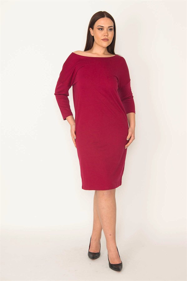 KADIN FUJYA SIRTI V KAPRİ KOLLU ELBİSE