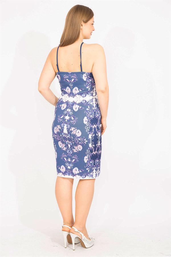 Kadın Renkli Büyük Beden Askı Boyu Ayarlı Elbise 65N35679