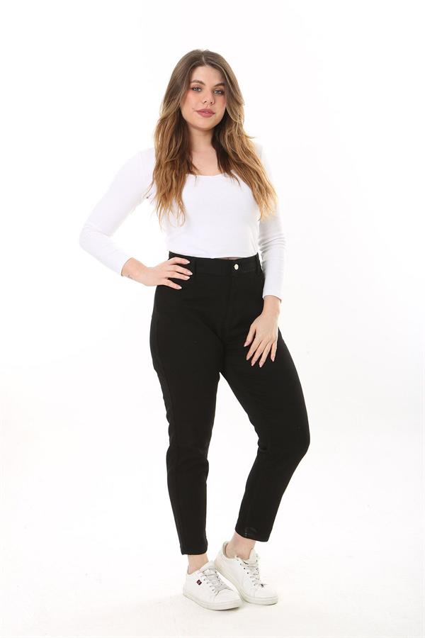 Kadın Büyük Beden Siyah 5 Cepli Likralı Kot Pantolon 65N37646