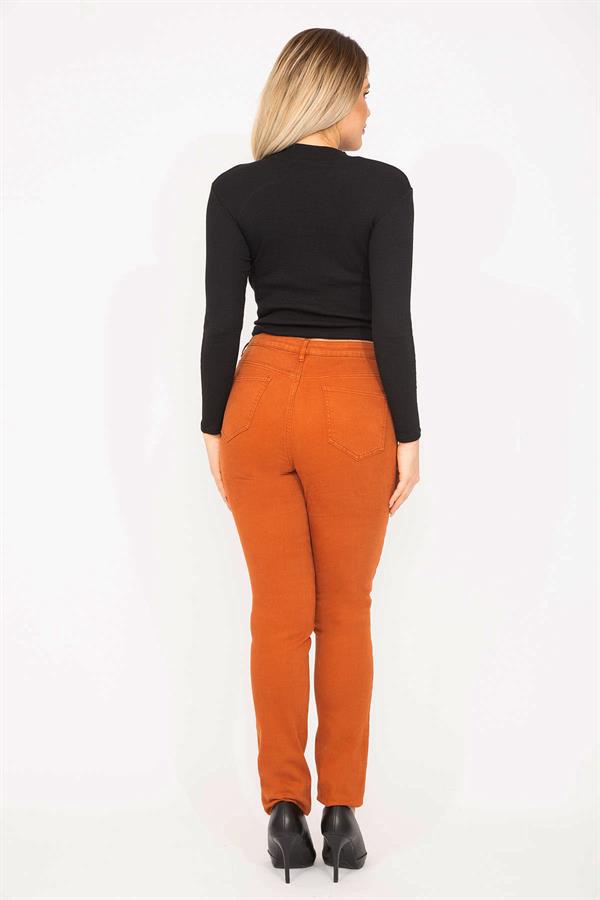 WOMEN'S ORANGE LYCRA 5 POCKET JEANS