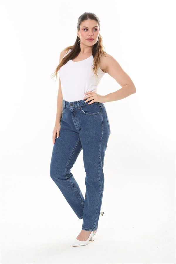 Kadın Büyük Beden Lacivert 5  Cepli Kot Pantolon 65N37731