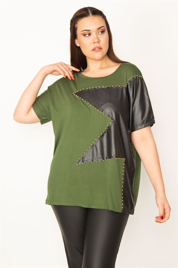 KADIN HAKİ ÖN DETAYLI BLUZ