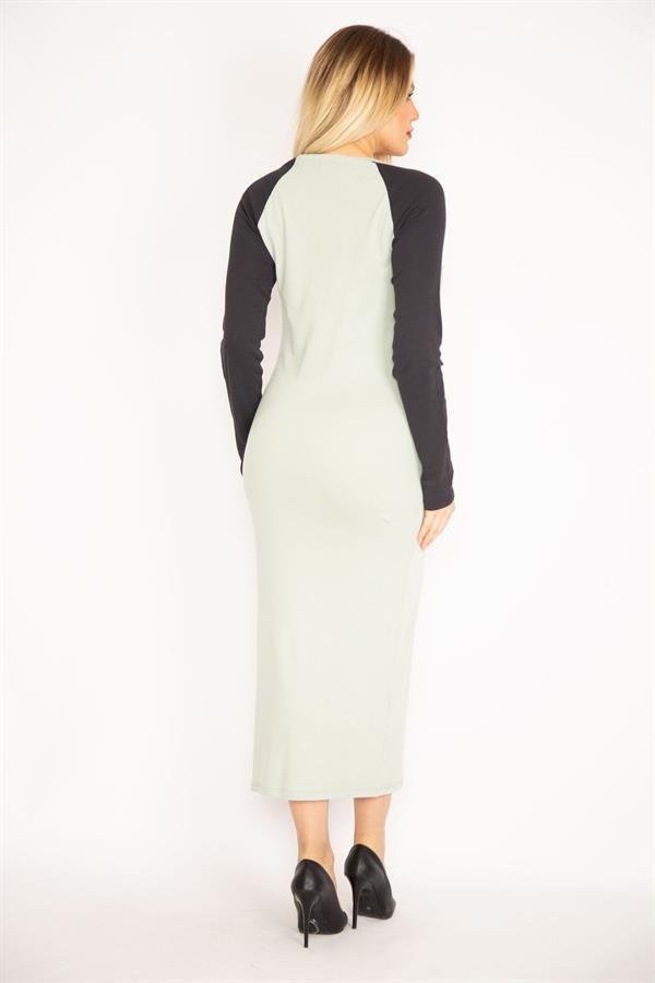 Kadın Yeşil Kol Detaylı Uzun Elbise 85N7277