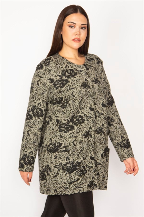 VESTE LONGUE NON DOUBLÉE NOIRE POUR FEMME AVEC POCHE À BOUTON-PRESSION SUR LE DEVANT