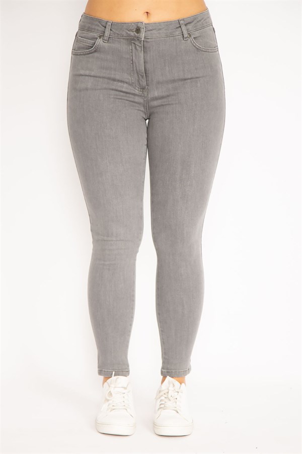 Kadın Gri 5 Cepli Likralı Kot Pantolon 65N34864