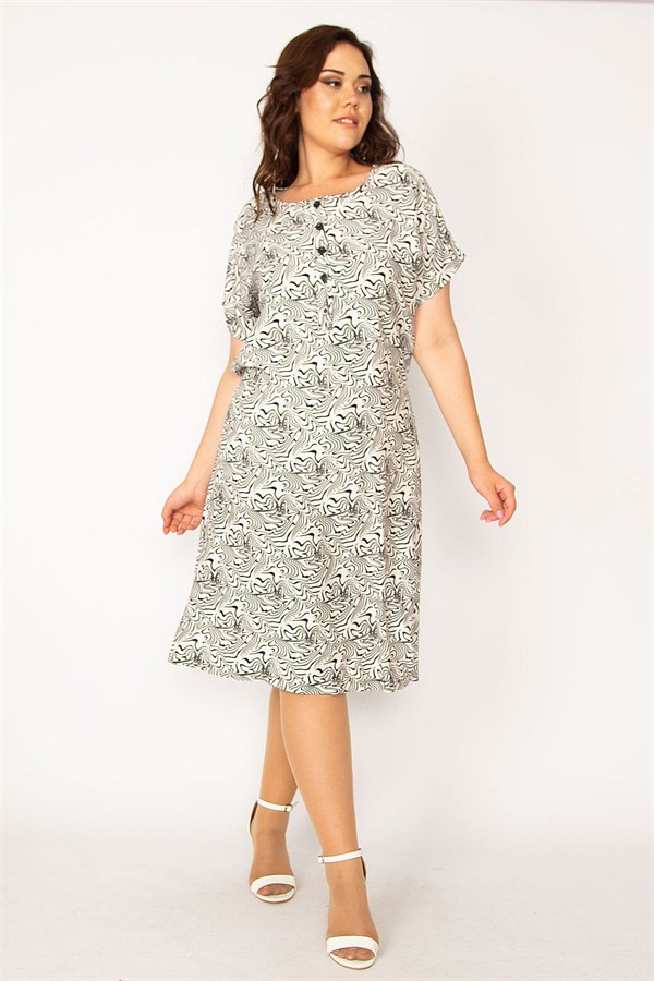 Kadın Bebe Mavisi Dokuma Viskon Kumaş Ön Pat Düğmeli Beli Kuşaklı Elbise 65N33614