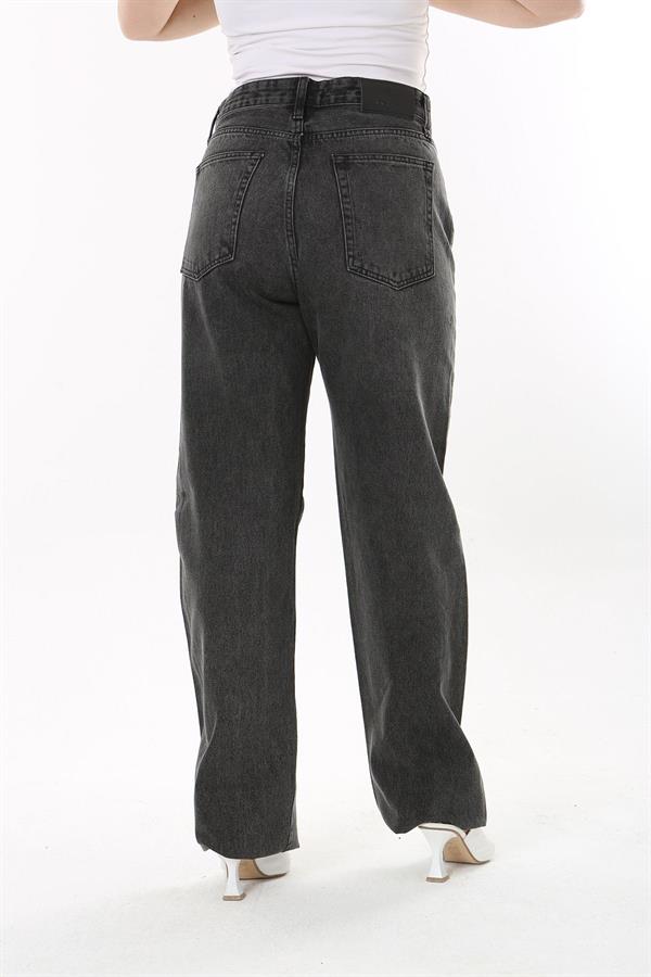 Kadın Büyük Beden Antrasit Yüksek Bel 5 Cepli Kot Pantolon 65N37745