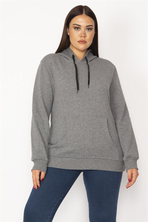 Women's Smoked Inside Raised 3 Thread Kangaroo Pocket Hooded Sweatshirt 65N29644