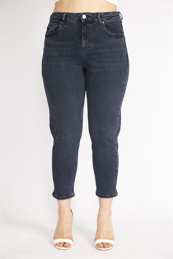 Kadın Lacivert Büyük Beden 5 Cepli Kot Pantolon