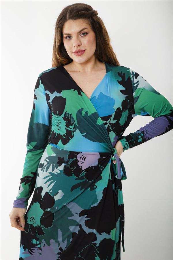 WOMEN'S GREEN SIDE TIE WRAPPED DRESS 26A37260