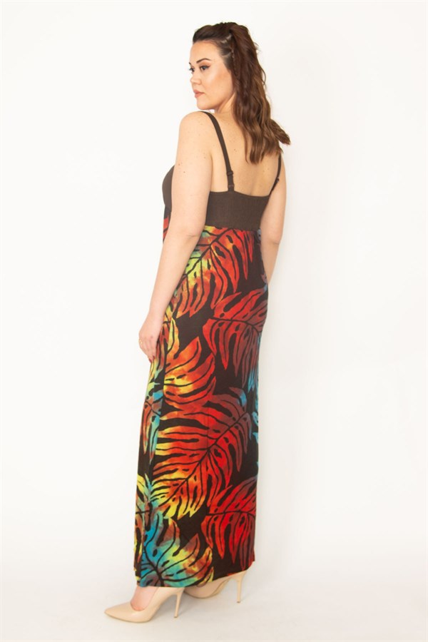 KADIN RENKLİ ARKA GİPE LASTİKLİ BOY AYAR ASKILI RENKLİ UZUN ELBİSE