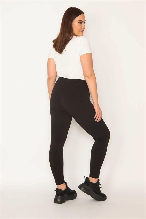 Kadın Büyük Beden Siyah Tayt Pantolon 65N38032